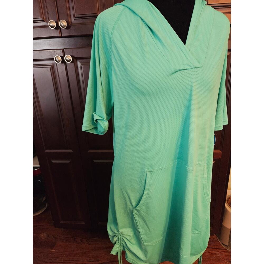 Sol borne NWT sun protection cover up hoodie Aqua blue cinch sides sz XL
